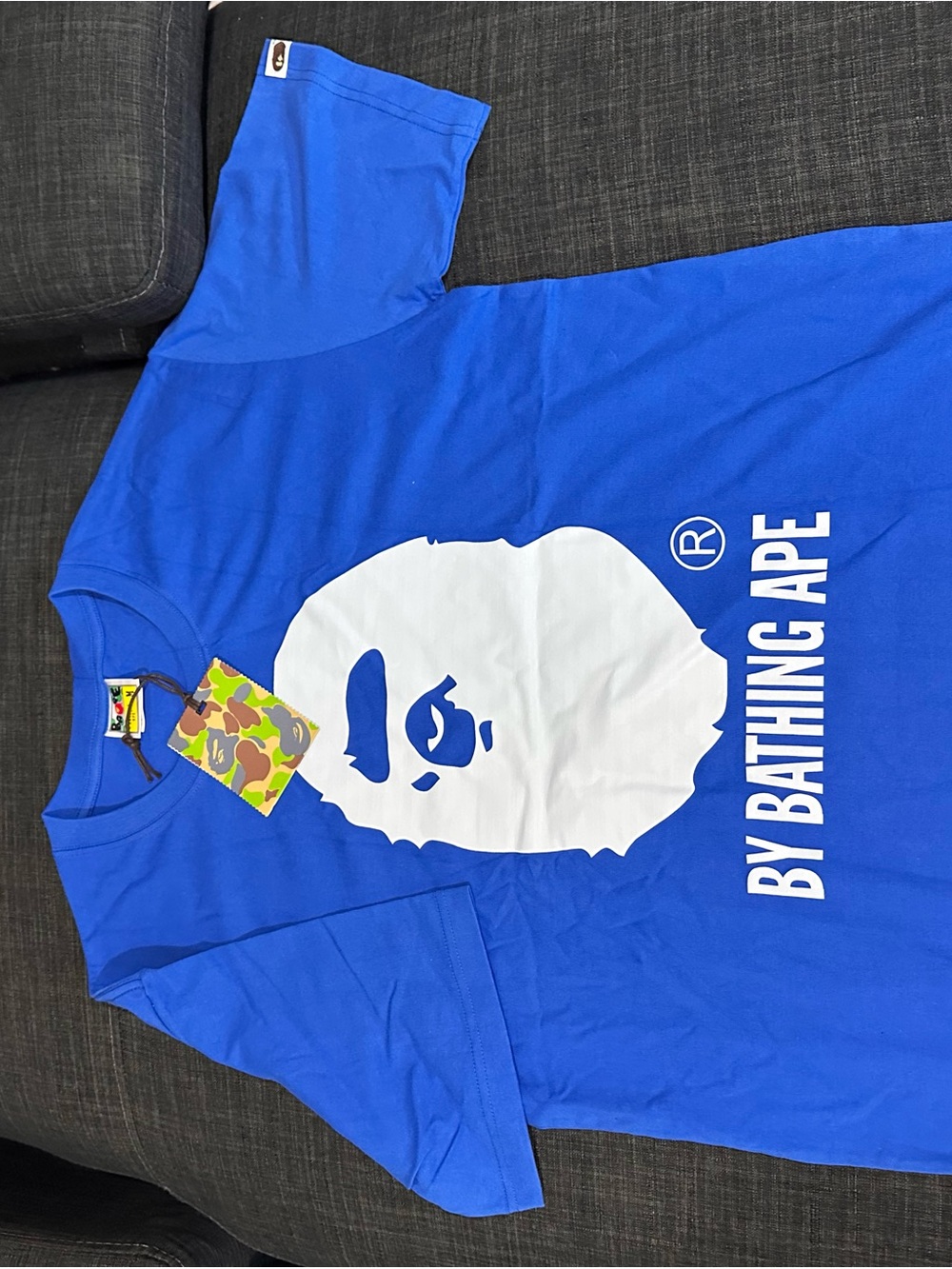 Bape Royal Blue Tee with White Ape Logo